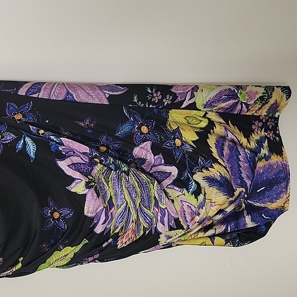 Roberto Cavalli Purple Floral Print Gathered Sheath Dress Size Medium - Picture 7 of 17